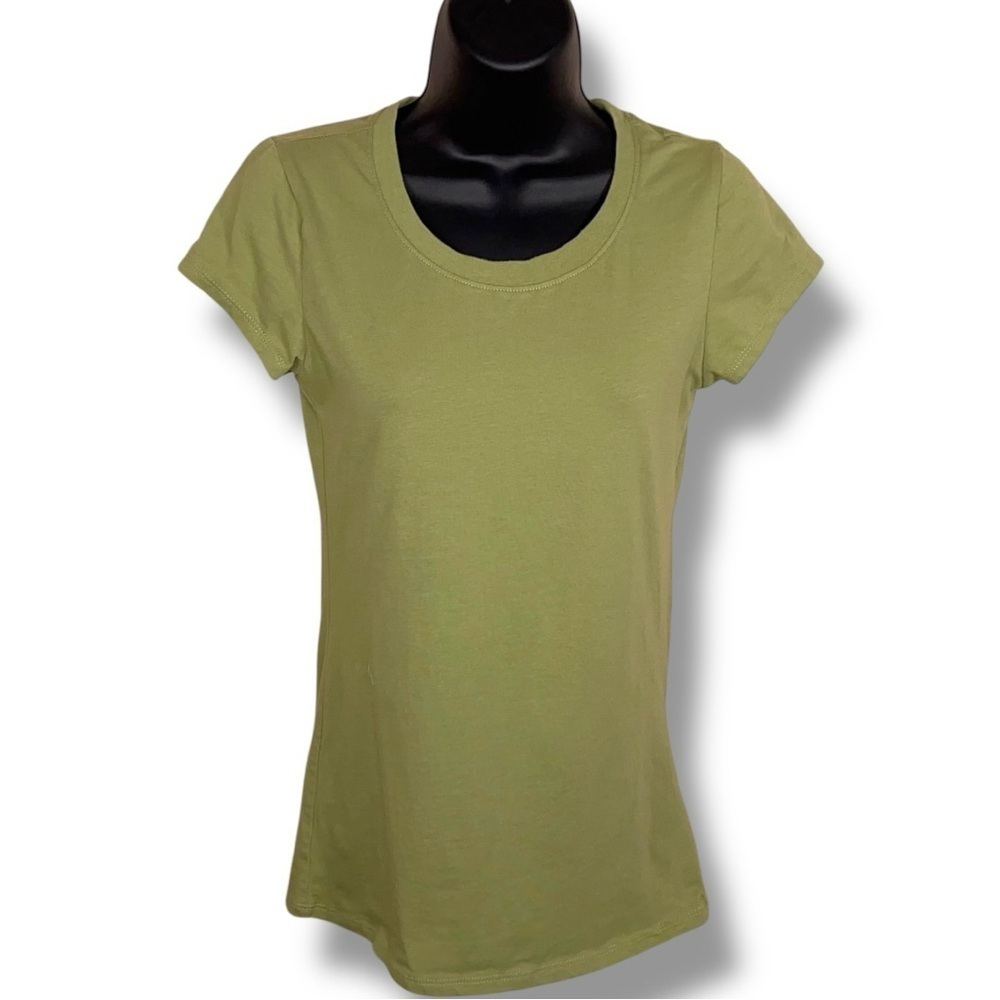 Large Juniors Green Fitted Tee Ambiance Short Sleeve Tshirt Stretch